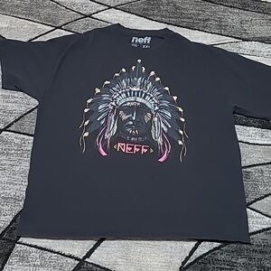 NEFF NATIVE AMERICAN INDIAN CHIEF BLACK TEE-SHIRT